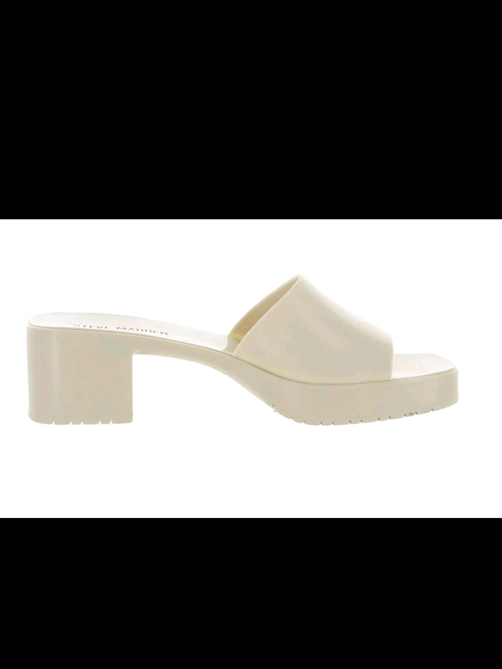 Steve Madden Off White Chunky Block Heel Slide Sandals Platform Size 11M - Picture 7 of 10
